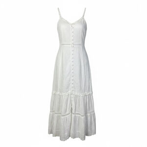 Walker & Wade Maci Maxi Dress White Eyelet Lace Boho Tiered Summer Beach XS